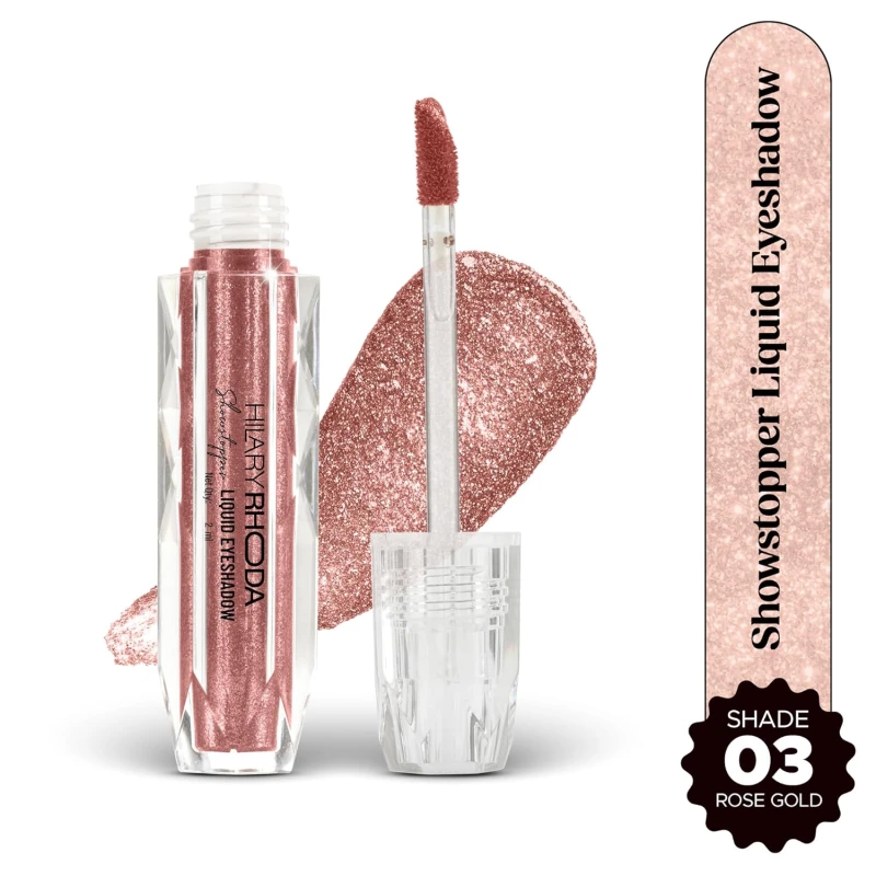 Hilary Rhoda Showstopper Liquid Eyeshadow | Gel-Based Formula | Shimmer Finish | Highly Pigmented | Blends Easily | Create Versatile Looks | 2ml (Rose Gold - Shade 03) thumbnail 2